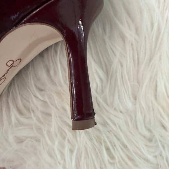 Jessica Simpson Glossy Maroon Heeled Boots - Picture 6 of 7